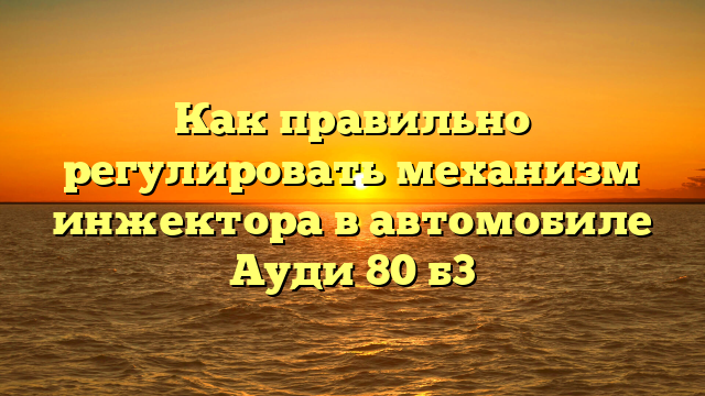 Как правильно регулировать механизм инжектора в автомобиле Ауди 80 б3