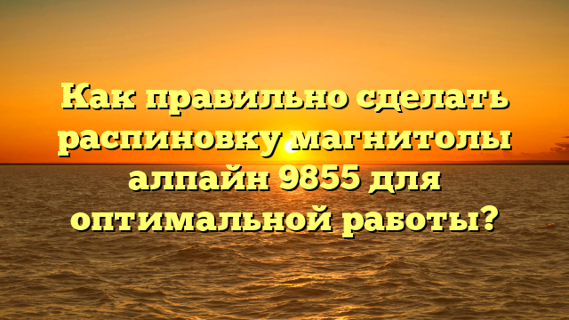 Как правильно сделать распиновку магнитолы алпайн 9855 для оптимальной работы?