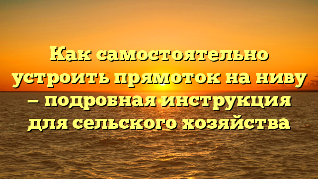 Как самостоятельно устроить прямоток на ниву — подробная инструкция для сельского хозяйства