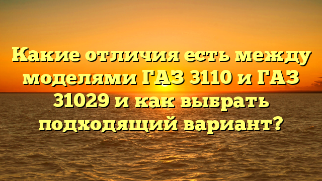 Какие отличия есть между моделями ГАЗ 3110 и ГАЗ 31029 и как выбрать подходящий вариант?