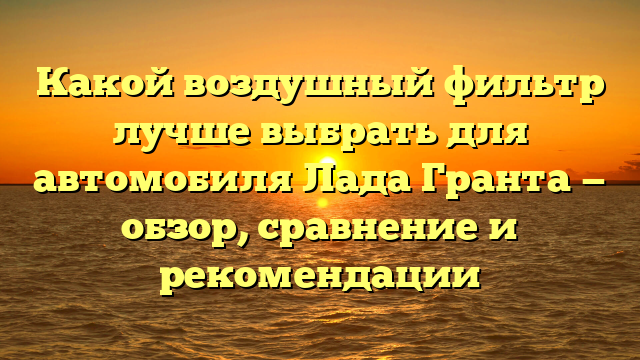 Какой воздушный фильтр лучше выбрать для автомобиля Лада Гранта — обзор, сравнение и рекомендации