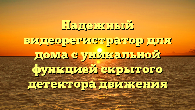 Надежный видеорегистратор для дома с уникальной функцией скрытого детектора движения