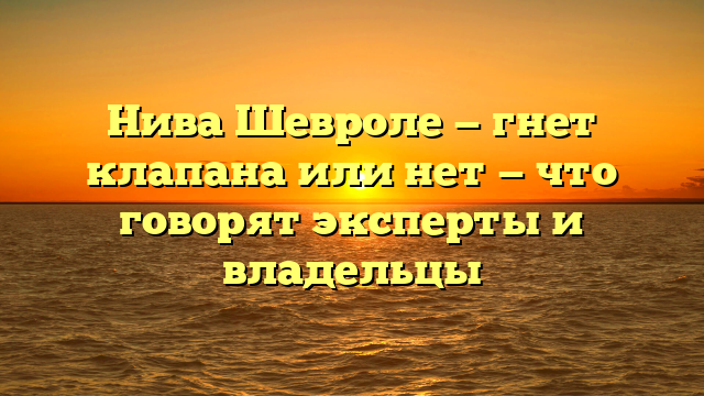 Нива Шевроле — гнет клапана или нет — что говорят эксперты и владельцы