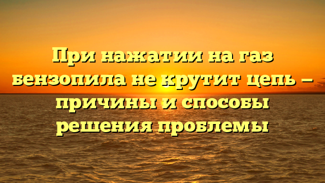 При нажатии на газ бензопила не крутит цепь — причины и способы решения проблемы