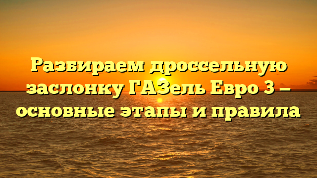 Разбираем дроссельную заслонку ГАЗель Евро 3 — основные этапы и правила