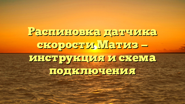 Распиновка датчика скорости Матиз — инструкция и схема подключения