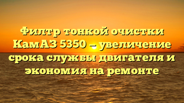 Филтр тонкой очистки КамАЗ 5350 — увеличение срока службы двигателя и экономия на ремонте