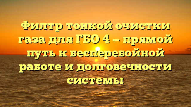 Филтр тонкой очистки газа для ГБО 4 — прямой путь к бесперебойной работе и долговечности системы