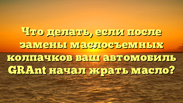 Что делать, если после замены маслосъемных колпачков ваш автомобиль GRAnt начал жрать масло?