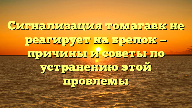 Сигнализация томагавк не реагирует на брелок — причины и советы по устранению этой проблемы