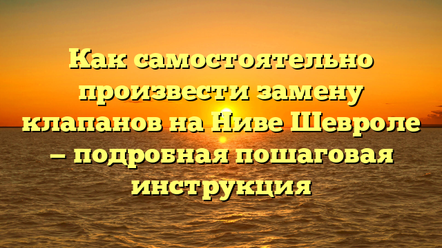 Как самостоятельно произвести замену клапанов на Ниве Шевроле — подробная пошаговая инструкция